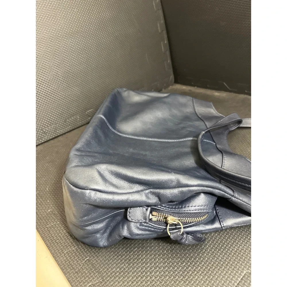 Rare Coach Lexi Navy Blue Graphite Leather‎ Tote Bag Vintage Y2K Purse Womens